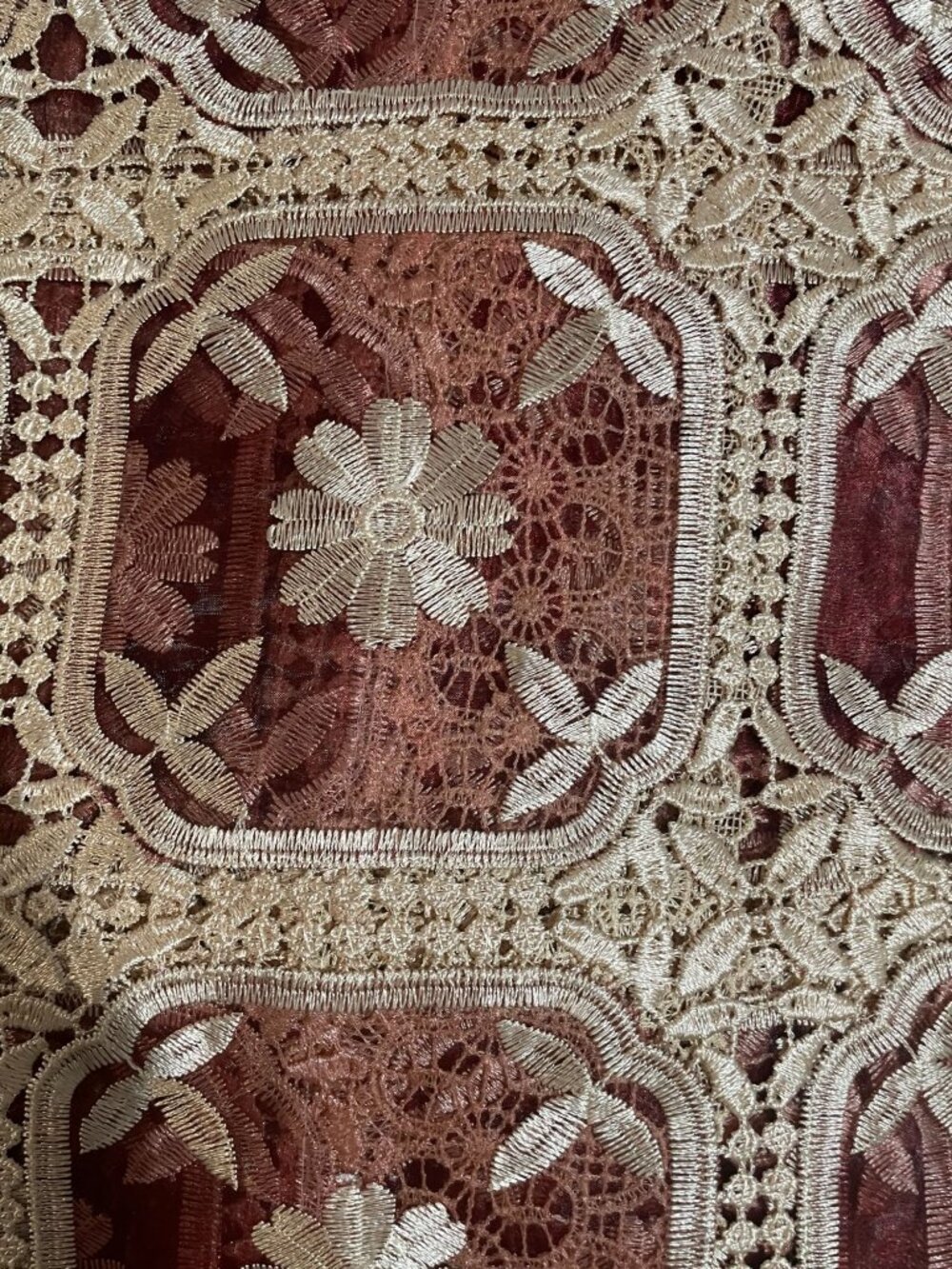 Elegant Floral Lace Tablecloth 60"x90" Rectangular With Intricate Embroidery - Picture 9 of 10